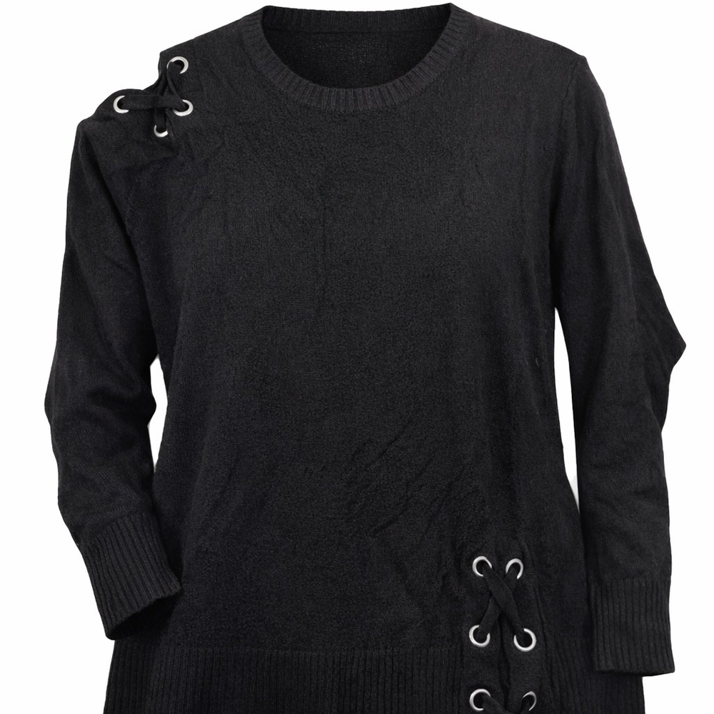 Love & Legend Sweater Womens Size 2X Black Peek a Boo Lace Goth Classic